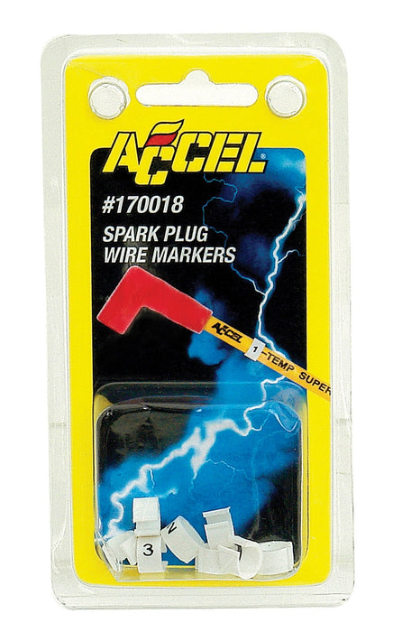 ACCEL Ignition 170018 Spark Plug Wire Marker; Compatibility - 8 Millimeter To 8.8 Millimeter Spark Plug Wire Diameter  Marker Color - White  Marking Number Color - Black