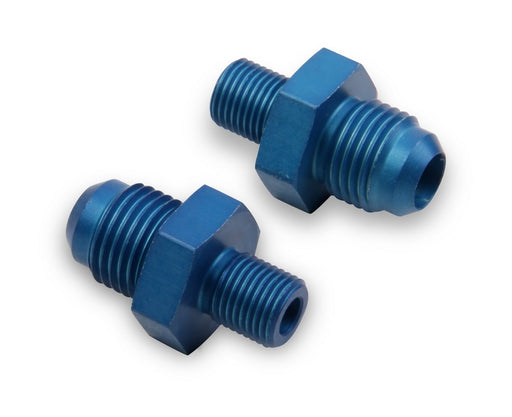 Adapter Fitting 26-160 End Type1 - Hose Barb  End Size1 - 3/8 Inch (-6 AN)  End Type2 - Male Threads  End Size2 - 10 Millimeter X 1.0  Fitting Angle - Straight  Finish - Anodized  Color - Blue  Material - Aluminum
