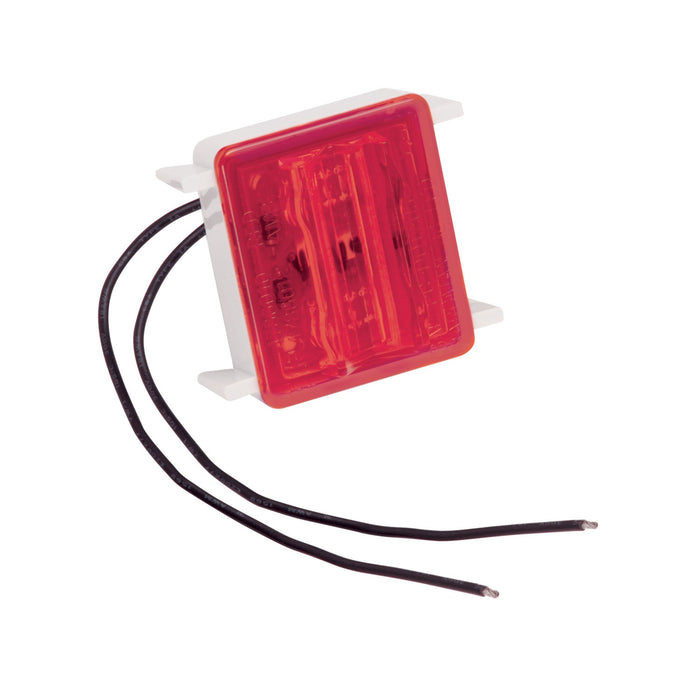 Bargman 47-86-410 Trailer Light 86 Series; Type - Side Marker Light  Lens Color - Red  Bulb Type - LED  Shape - Rectangular  Diameter (IN) - Not Applicable  Housing Color - White  Submersible - No  Installation Type - Stud Mount