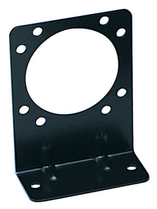 Hopkins MFG 48615 Trailer Wiring Connector Mounting Bracket; Compatibility - 7 RV Blade And 6 Pole Round Vehicle End Socket  Type - Angled  Color - Black  Mounting Type - Bolt-On  With Mounting Hardware - Yes  Quantity - Single