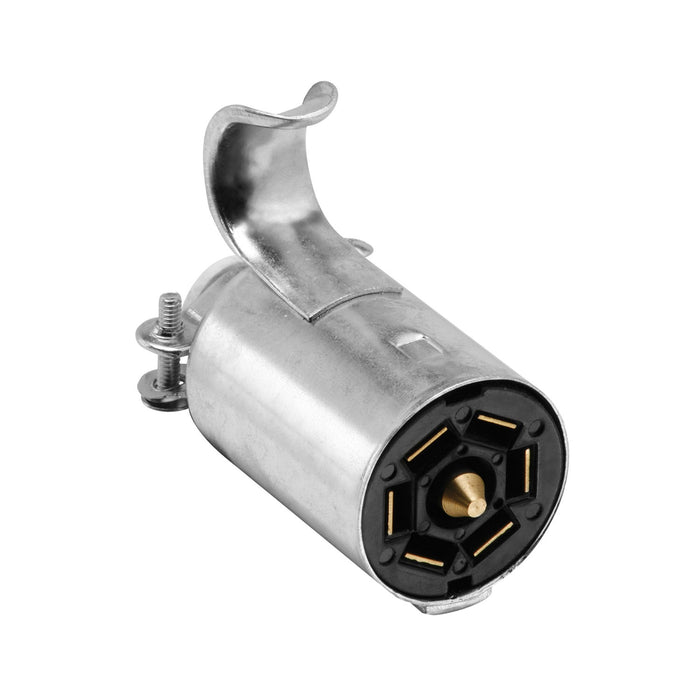 Bargman 50-57-007 Trailer Wiring Connector; Lead Length - No Lead Wire  Vehicle End or Trailer End - Trailer End  End Type - 7-Way  Color - Silver  Material - Steel