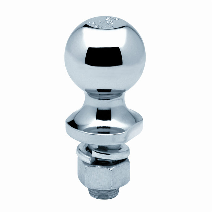 Tow Ready 63818 Trailer Hitch Ball; Gross Trailer Weight (LB) - 2000 Pounds  Ball Diameter (IN) - 1-7/8 Inch  Shank Diameter (IN) - 1 Inch  Shank Length (IN) - 3-3/8 Inch  Color - Silver  Material - Steel  Finish - Chrome Plated