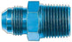Aeroquip FCM2004 Adapter Fitting; Fitting Type - Inverted Flare  End Type1 - Male Threads  End Size1 - 3/8 Inch (-6 AN)  End Type2 - Male Threads  End Size2 - 1/4 Inch NPT  Fitting Angle - Straight  Finish - Anodized  Color - Blue  Material - Aluminum