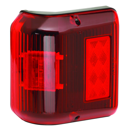 Bargman 48-86-202 Trailer Light 86 Series; Type - Side Marker Light  Lens Color - Red  Bulb Type - LED  Length (IN) - 5-3/4 Inch  Width (IN) - 2-3/16 Inch  Height (IN) - 4-3/8 Inch  Housing Color - Black  Submersible - No  Installation Type - Stud Mount