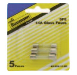 Fuse BP/SFE-14-RP Slow Blow - No  Type - Glass Tube  Industry Classification - SFE  Ampere Rating (A) - 14 Amp  Quantity - Pack of 5