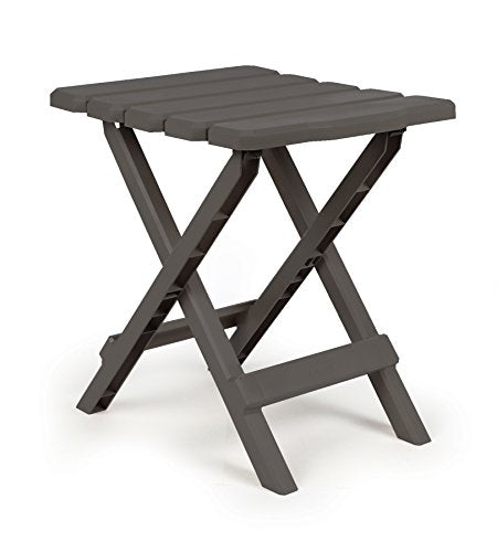 Camco Adirondack Table 51881 Height (IN) - 15 Inch  Shape - Rectangular  Length (IN) - 12 Inch  Width (IN) - 14 Inch  Weight Capacity - 30 Pounds  Foldable - Yes  Color - Charcoal  Material - Plastic