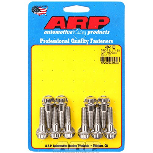 ARP Auto Racing  Exhaust Header Bolt 434-1103 Quantity - Set Of 10  Head Type - 12 Point  Color - Silver  Material - Stainless Steel
