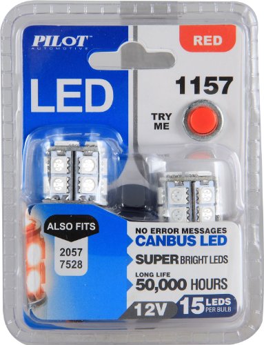 Pilot  Tail Light Bulb- LED IL-1157R-15 Color - Red  Wattage - 3 Watts  Voltage Rating - 12 Volts  Quantity - Set Of 2  Industry Number - 1157
