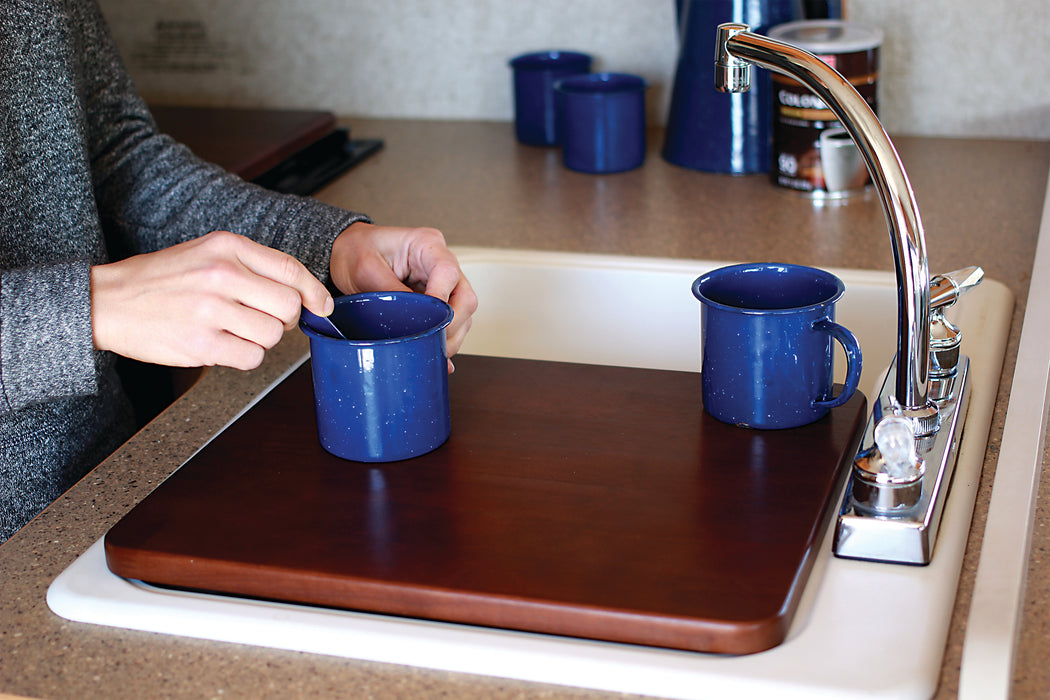 Camco Oak Accents (TM) Sink Cover 43436 Length (IN) - 15 Inch  Width (IN) - 13 Inch  Color - Bordeaux  Material - Hardwood  Quantity - Single With English Packaging