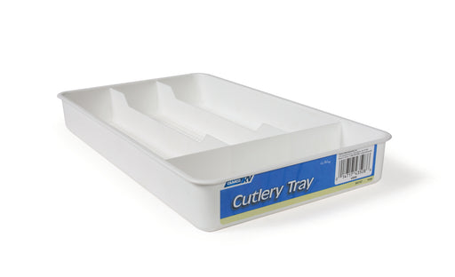 Camco 43508 Cutlery Tray; Compatibility - RV Drawers  Length (IN) - 11 Inch  Width (IN) - 7 Inch  Number Of Compartments - 4  Color - White  Material - Plastic