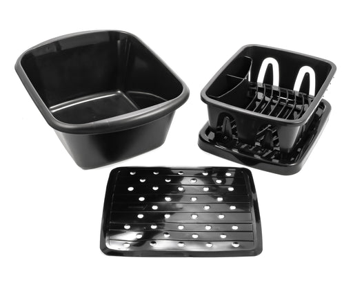 Camco 43518 Dish Pan; Compatibility - RV Sink  Color - Black  Material - Plastic  Quantity - English/ French Language Packaging