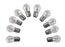 Camco  Multi Purpose Light Bulb 54838 Base Type - Double Contact Bayonet  Industry Number - 2057  Wattage - 26.88 Watts/ 6.72 Watts  Voltage Rating - 12.8 Volts/ 14 Volts  Quantity - Pack Of 10
