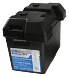 Camco 55372 Battery Box; Height - 13.87 Inch  Length - 7.87 Inch  Width - 10.9 Inch  Compatibility - Group 27/ 30/ 31 Battery  Vented - Yes  Color - Black  Material - Polypropylene  Includes Cable - Yes  Includes Hold-Down - Yes