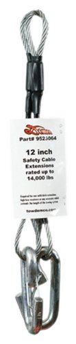 Demco RV 9523064 Trailer Safety Cable; Load Rating (LB) - 7000 Pounds  Length (IN) - 12 Inch  Color - Black  Material - Steel  Chain End Type - Hook And Eye  Quantity - Set Of 2