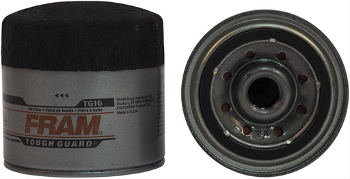Fram Tough Guard (R) Oil Filter TG16 Type - Spin-On  Color - Gray  Material - Synthetic Media  Diameter (IN) - 3.66 Inch  Height (IN) - 3.69 Inch  Micron Rating - OEM  Anti-Drain Back Valve - Yes  Filter Bypass Relief Valve - No
