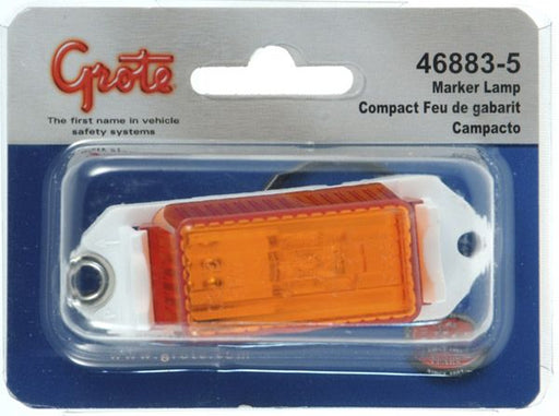 Grote  Side Marker Light 46883-5 Housing Color - White  Quantity - Single  Mounting Location - Universal Surface Mount  Lens Color - Yellow  Includes Wiring Harness - Yes  Shape - Rectangle  Bulb Type - Incandescent