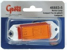 Grote  Side Marker Light 46883-5 Housing Color - White  Quantity - Single  Mounting Location - Universal Surface Mount  Lens Color - Yellow  Includes Wiring Harness - Yes  Shape - Rectangle  Bulb Type - Incandescent
