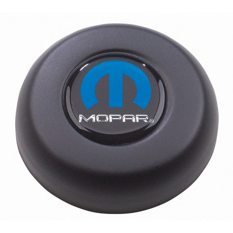 Grant Products 5790 Horn Button; Compatibility - Grant Classic And Challenger Series Steering Wheels  Finish - Matte  Color - Black  Material - Plastic  Logo Design - White/ Blue Mopar Emblem On Black  Installation Type - Adhesive/ Snap-On