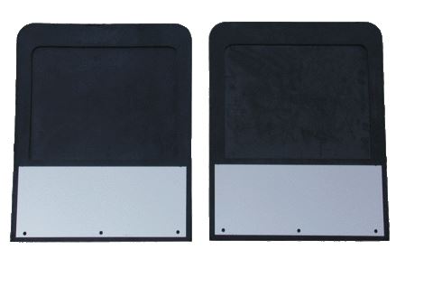 Go Industries S70764SET Mud Flap; Fitment - Direct-Fit/ 24 Inch Length X 19 Inch Width  Shape - Flat  Color/ Finish - Black  With Anti-Sail (Stiffeners) - No  Logo Design - No Logo  Quantity - Set Of 2