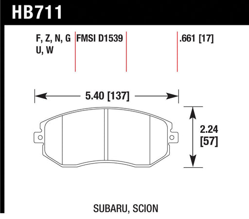 Hawk Performance HB711F.661 HPS Series Brake Pad