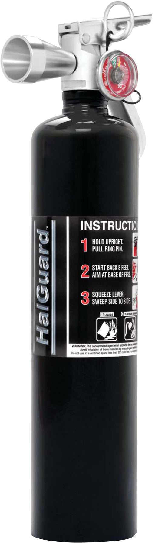 H3R Performance HalGuard (TM) Fire Extinguisher HG250B Extinguishing Agent - Liquefied Gas Clean Agent  Bottle Volume (LB) - 2.5 Pounds  Color - Black  Material - Steel  Includes Mounting Brackets - Yes  USCG Approved - No