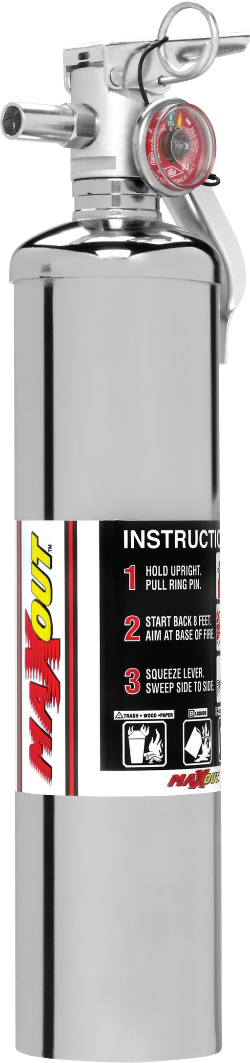 H3R Performance MAXOUT (TM) Fire Extinguisher MX250C Extinguishing Agent - Dry Chemical  Bottle Volume (LB) - 2.5 Pounds  Color - Silver  Material - Steel  Includes Mounting Brackets - Yes  USCG Approved - Yes