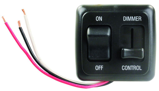 JR Products 15225 Dimmer Switch; Type - Button With Slider  Color - Black  Voltage Rating - 12 Volt  Installation Type - 3 Wire Installation