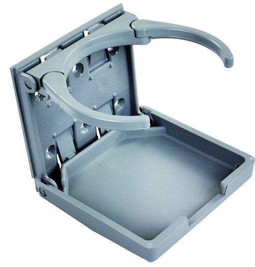 JR Products 45622 Cup Holder; Mount Location - Flush Mount  Adjustable - Yes  Color - Gray  Material - ABS Plastic