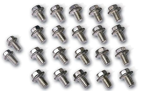Moroso Performance 38560 Oil Pan Stud; Engine Compatibility - BBC/ Pontiac V8  Nut Type - Hex Head  Finish - Cadmium Plated  Color - Silver  Material - Steel  Includes Washers - Yes