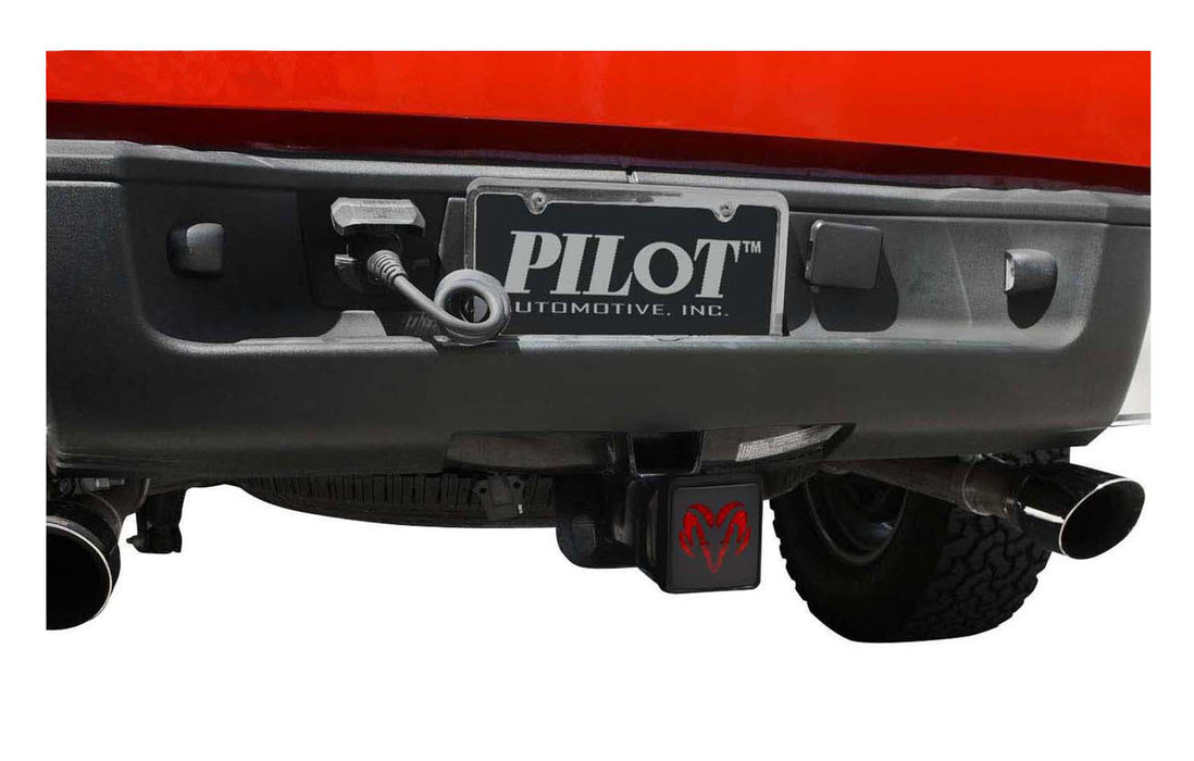 Bully Truck  Trailer Hitch Cover CR-007D Hitch Size (IN) - 2 Inch  Design - Dodge Logo  With LED - Without LED  Finish - Matte  Color - Black/ Red  Material - ABS Plastic