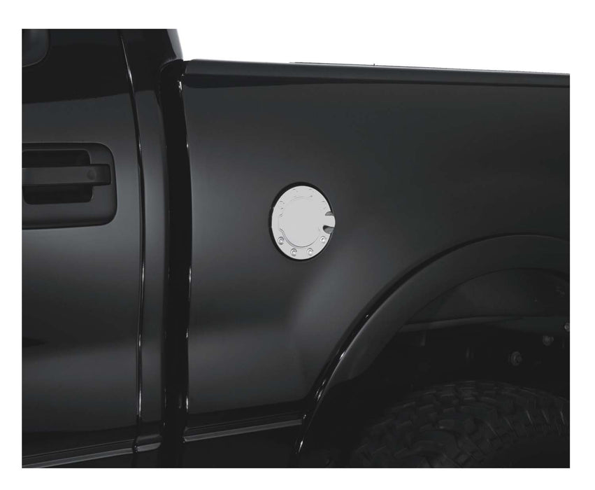 Pilot Bully Fuel Door Cover SDG-201 Finish - Polished  Color - Silver  Material - Stainless Steel  Door Lock Option - No  Design Option - Riveted Outer Ring  Installation Type - Peel And Stick  Drilling Required - No