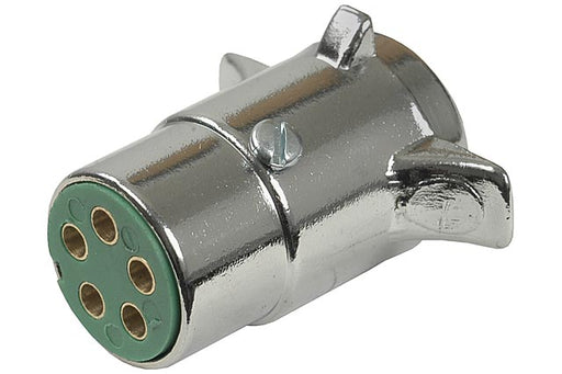 Pollak 11-400 Trailer Wiring Connector; Lead Length - No Lead  End Type - 4 Way Round  Color - Silver  Material - Zinc Die Cast