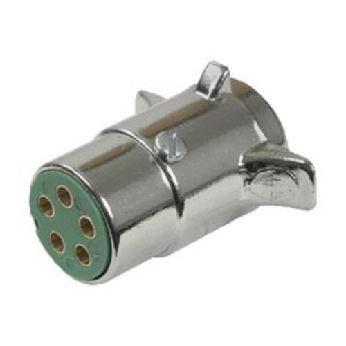 Pollak 11-400 Trailer Wiring Connector; Lead Length - No Lead  End Type - 4 Way Round  Color - Silver  Material - Zinc Die Cast