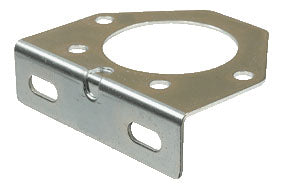 Pollak  Trailer Wiring Connector Mounting Bracket 11-771 Compatibility - 7 Way Sockets  Type - 90 Degree Bent  Finish - Zinc Coated  Color - Silver  With Mounting Hardware - No  Quantity - Single