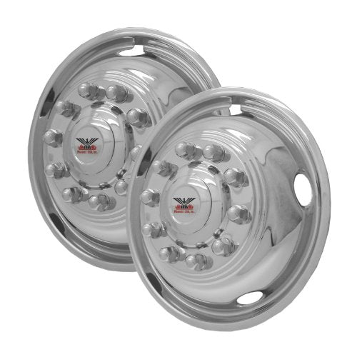 Phoenix USA NF25F Wheel Simulator D.O.T.Liner; Wheel Size - 19.5 Inch - 10 Lug  Wheel Type - Dual Rear Wheel  Location - Front  Finish - Polished  Material - Stainless Steel  Installation Type - Bolt-On  Quantity - Set Of 2