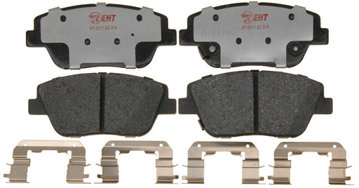 Raybestos Brakes EHT1444H Brake Pad Element3 (TM); Recommended Use - OEM  Material - Ceramic  Construction - OEM  Overall Thickness (MM) - OEM  Includes OEM Sensors - Yes  Includes Shims - Yes  Quantity - Set Of 2  FMSI Number - D1444