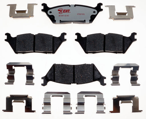 Raybestos Brakes EHT1760 Brake Pad; Recommended Use - OEM  Material - Organic  Construction - OEM  Overall Thickness (MM) - OEM  Includes OEM Sensors - Yes  Includes Shims - Yes  Quantity - Set Of 2  FMSI Number - D1760