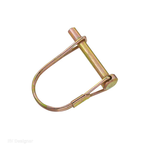 RV Designer  Trailer Coupler Safety Pin Clip H427 Diameter (IN) - 1/4 Inch  Length (IN) - 1- 3/8 Inch  Color - Gold  Material - Steel