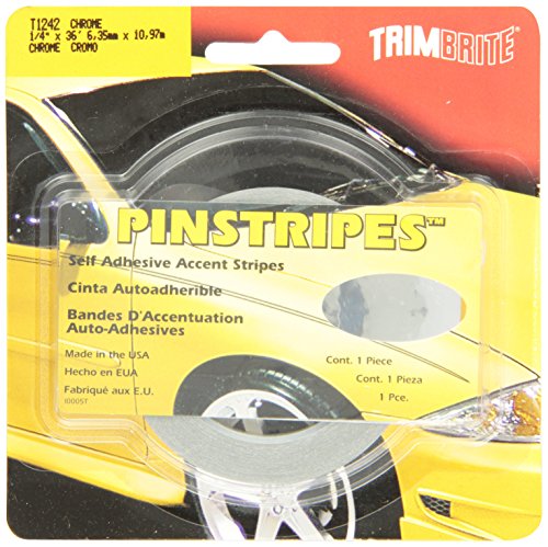 Trimbrite T1242 Pinstripe Tape; Style - Single Solid Stripe  Tape Length (FT) - 36 Feet  Tape Width (IN) - 1/4 Inch  Stripe Width (IN) - 1/4 Inch  Space Width (IN) - Not Applicable  Color - Silver  Material - Vinyl  Installation Type - Adhesive