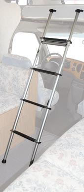 Top Line  Ladder BL200-05 Type - Universal  Style - RV Bunk  Extended Length - 60 Inch  Number Of Steps - 4  Load Capacity - 300 Pound  Finish - Anodized Satin  Color - Silver  Material - Aluminum