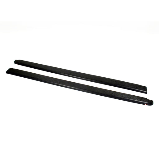 Westin Automotive 72-40401 Bed Side Rail Protector; Coverage - Top Of Rail  Surface Design - Smooth  Color/ Finish - Black Textured  Material - ABS Plastic  Stake Hole Pocket Option - No  Installation Type - 3M Tape  Drilling Required - No