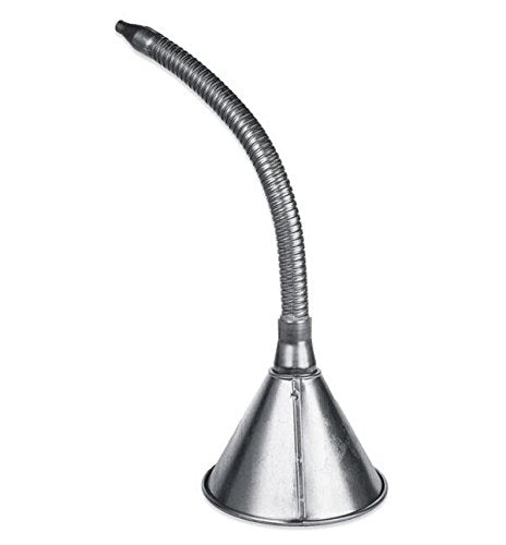 WirthCo 94460 Funnel; Shape - Round  Basin Size (IN) - 6-5/16 Inch  Overall Length (IN) - 19-7/8 Inch  Spout Length (IN) - 14 Inch  Spout Diameter (IN) - 1/2 Inch  Finish - Galvanized  Color - Silver  Material - Steel