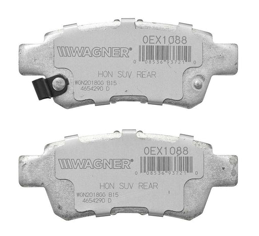 Wagner Brakes OEX1087 Brake Pad OEX; Recommended Use - OEM  Material - Premium Low-Copper Ceramic  Construction - OEM  Overall Thickness (MM) - 0.67 Inch  Includes OEM Sensors - No  Includes Shims - Yes  FMSI Number - D1087