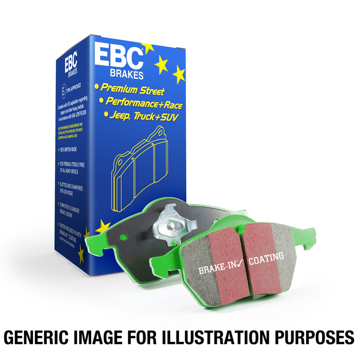 EBC Brakes DP61635 Brake Pad Greenstuff 6000; Recommended Use - Street  Material - Organic  Construction - Bonded  Overall Thickness (MM) - 18 Millimeter  Includes OEM Sensors - No  Includes Shims - Yes  Quantity - Set Of 4  FMSI Number - D834