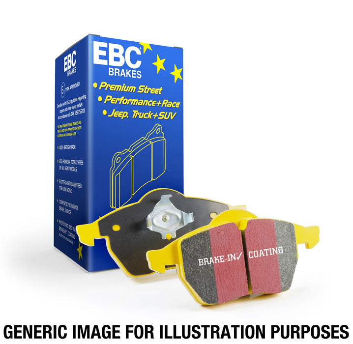 EBC Brakes DP41160R Brake Pad Yellowstuff; Recommended Use - Street/ Racing  Material - Aramid Based Organic  Construction - Bonded  Includes OEM Sensors - No  Includes Shims - Yes  Quantity - Set Of 4  FMSI Number - D732